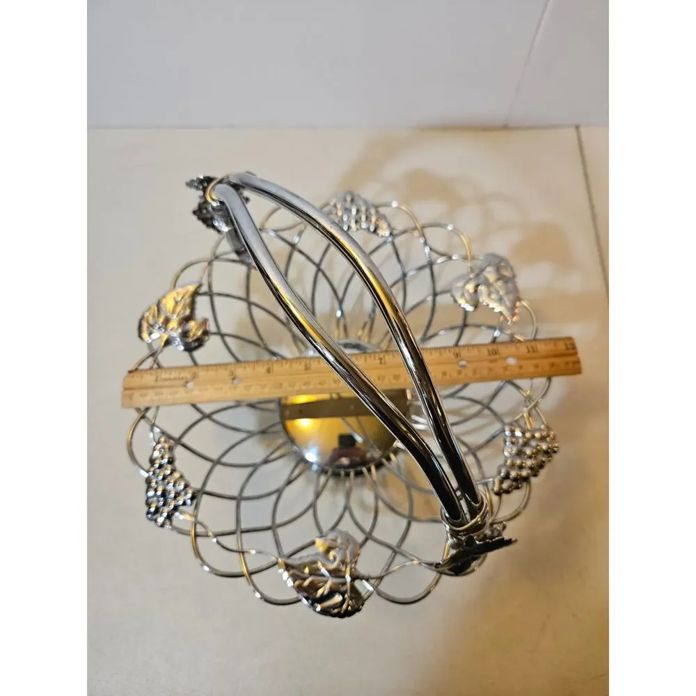 Decorative metal grape leaf design bread basket